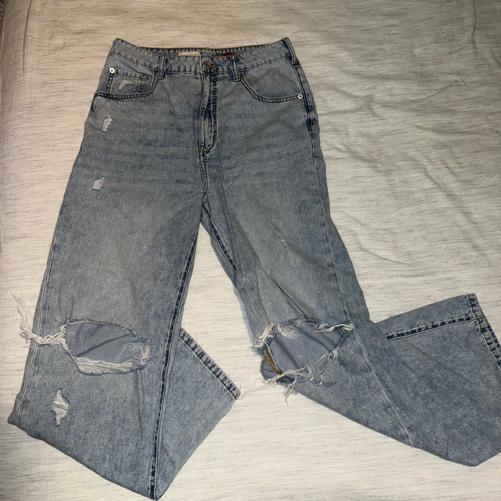 Pilcro Light Blue Distressed Boyfriend Jeans
